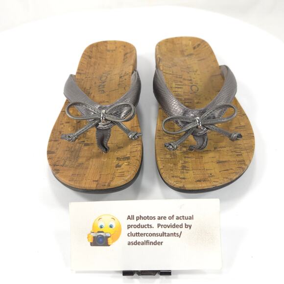 Vionic 340 Cassie Slip On Leather Slide Sandals Womens Size 5 TVW4294 Silver - Picture 2 of 9